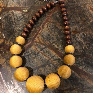 Plunder Design Mustard and Wood Bead Necklace